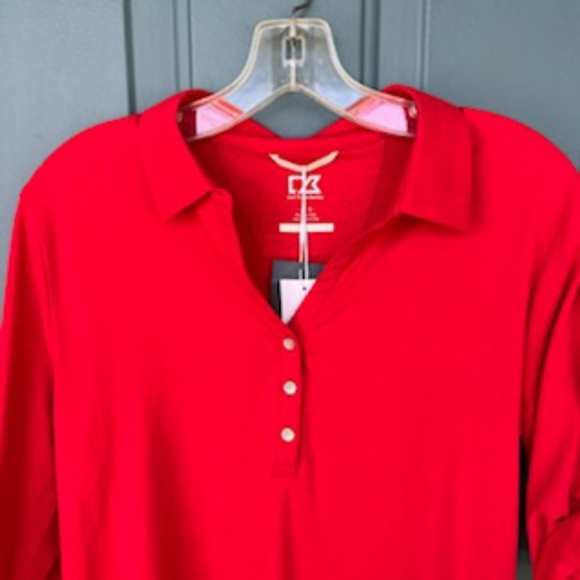 CUTTER & BUCK RED DRYTEC POLO GOLF SHIRT NWT LARGE - Picture 2 of 16